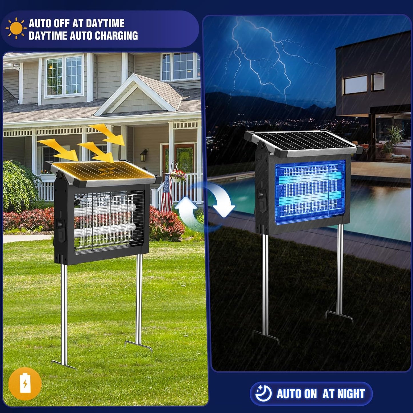 Reclaim Your Backyard with the ZeChuan Solar-Powered 4000V Bug Zapper