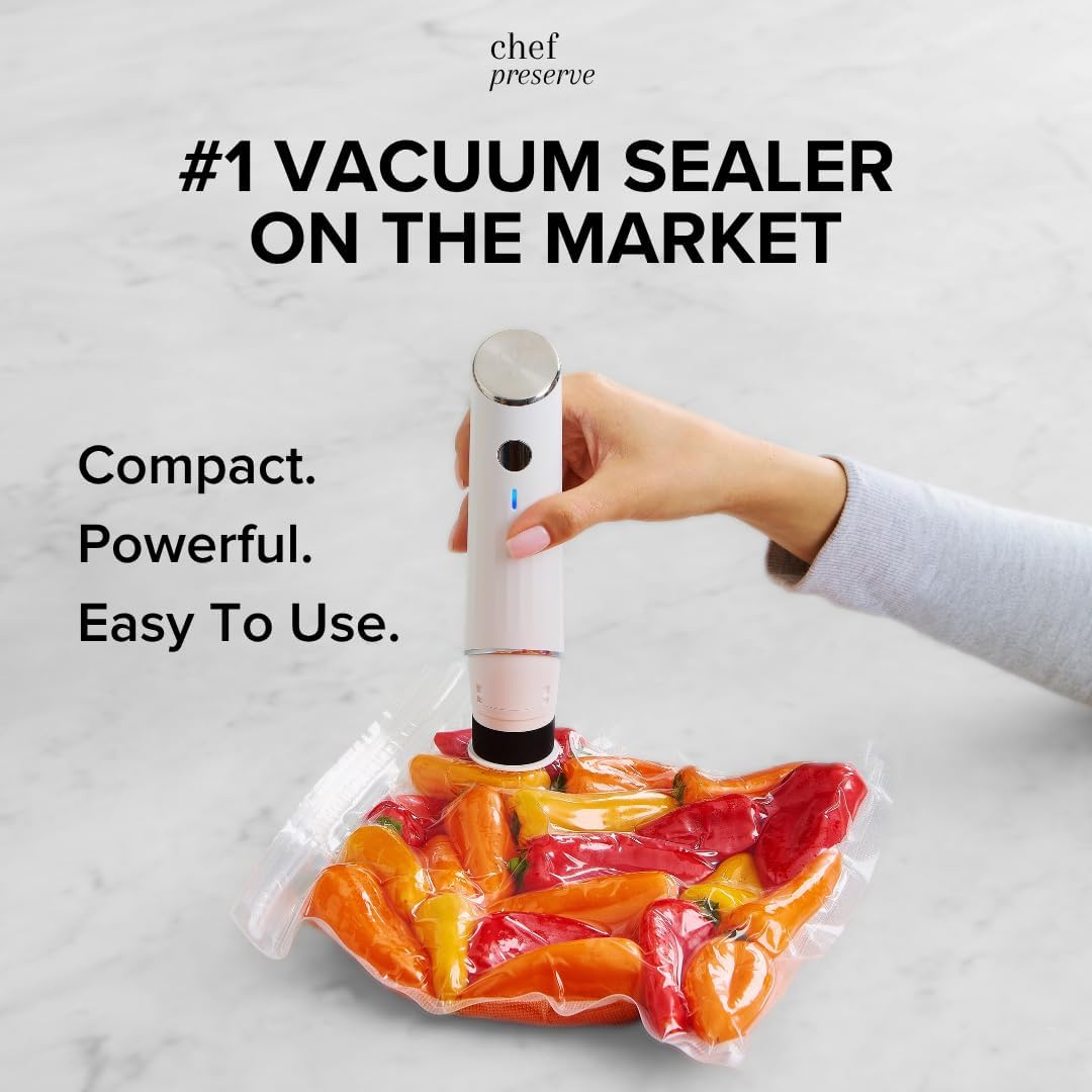 Keep Food Fresh 5X Longer With The Chef Preserve Compact Vacuum Sealer