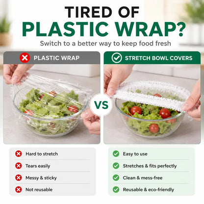 100pcs Instant Elastic Food Storage Covers – Universal Stretch Bowl Caps for Maximum Freshness