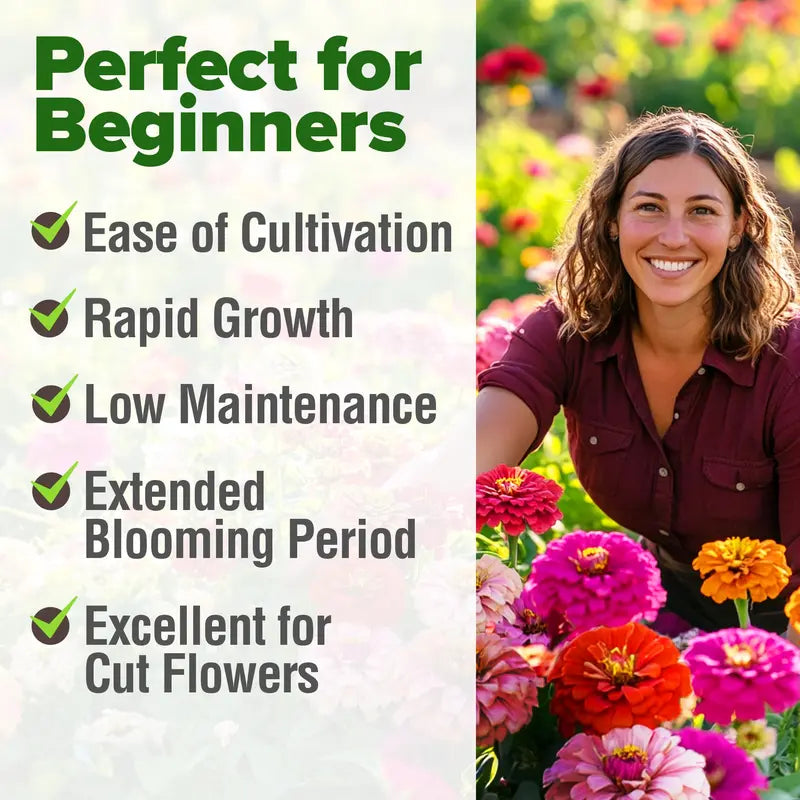 Premium Non-GMO Zinnia Seeds for Vibrant Home Garden Blooms