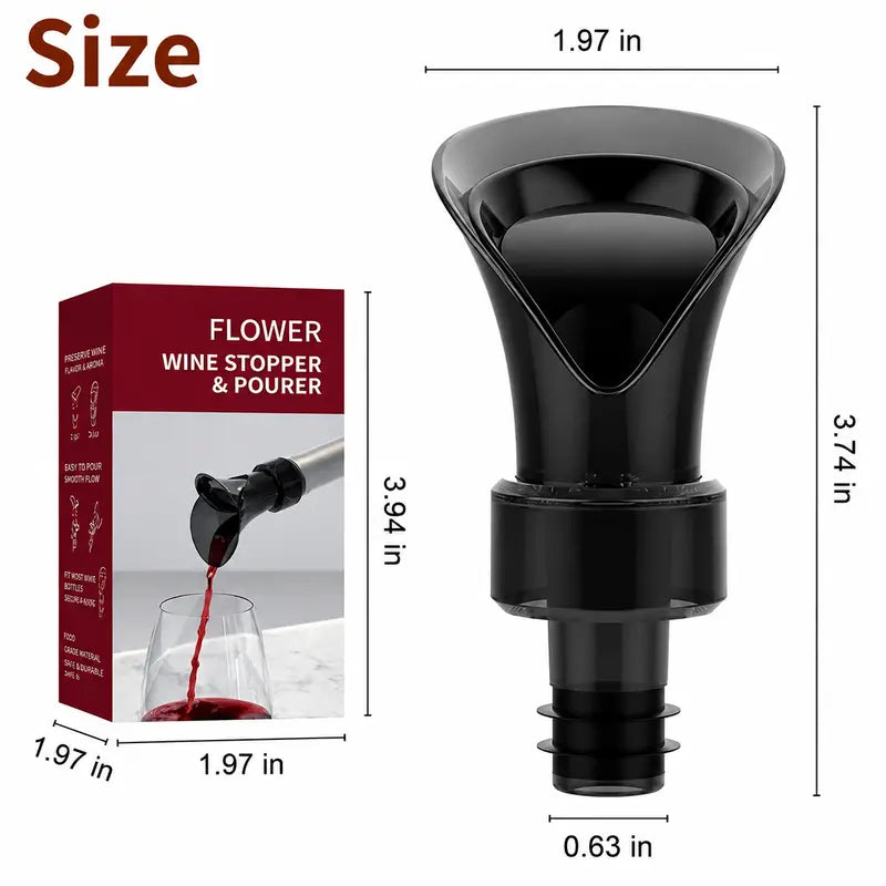 2-in-1 Petal Wine Pourer & Fresh-Keeping Stopper – Drip-Free Aerating Wine Spout