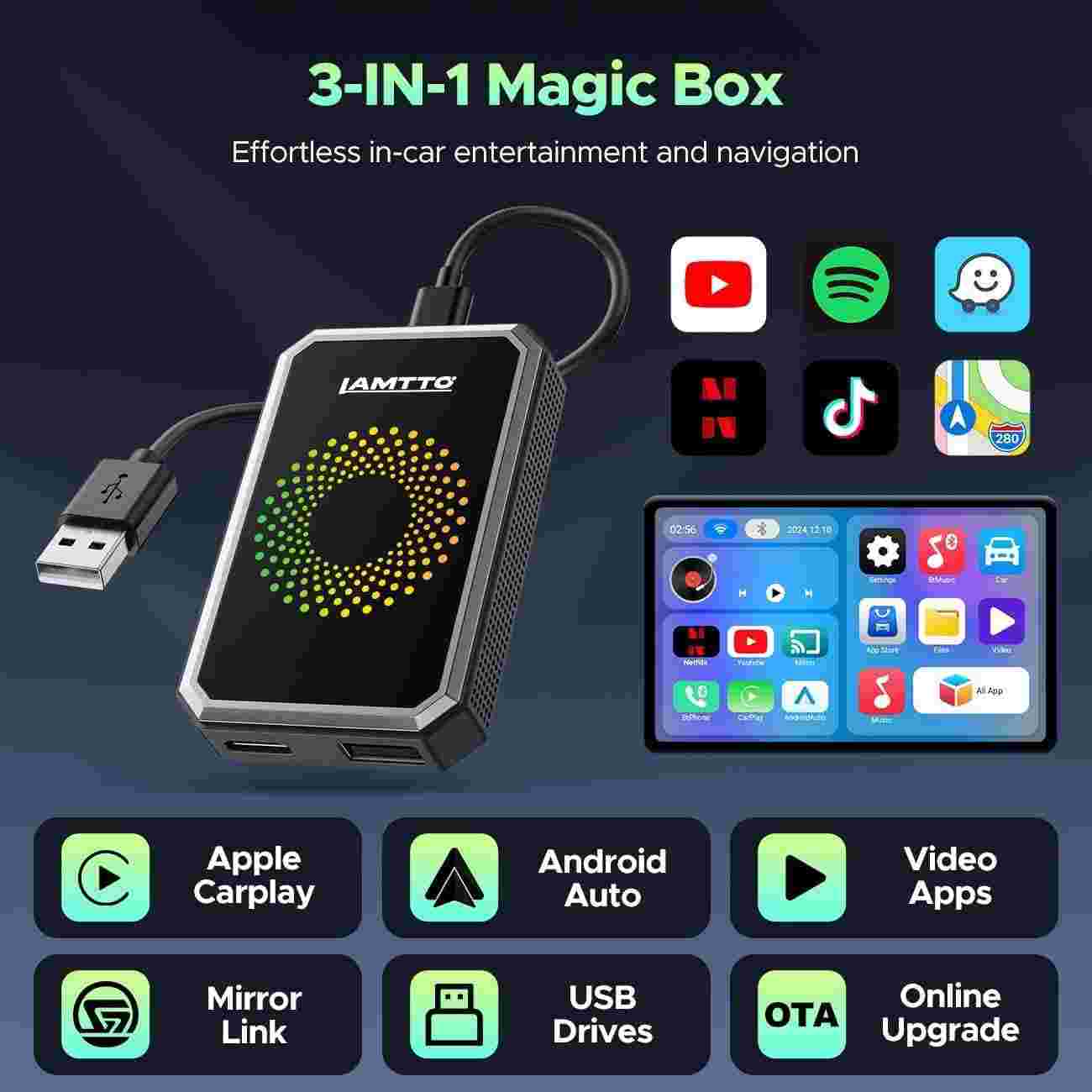 Turn Wired CarPlay Into Wireless Movie Theater Instantly