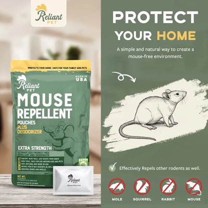 Natural Peppermint Oil Mouse Repellent Pouches - Safe Extra Strength Rodent Deterrent & Deodorizer