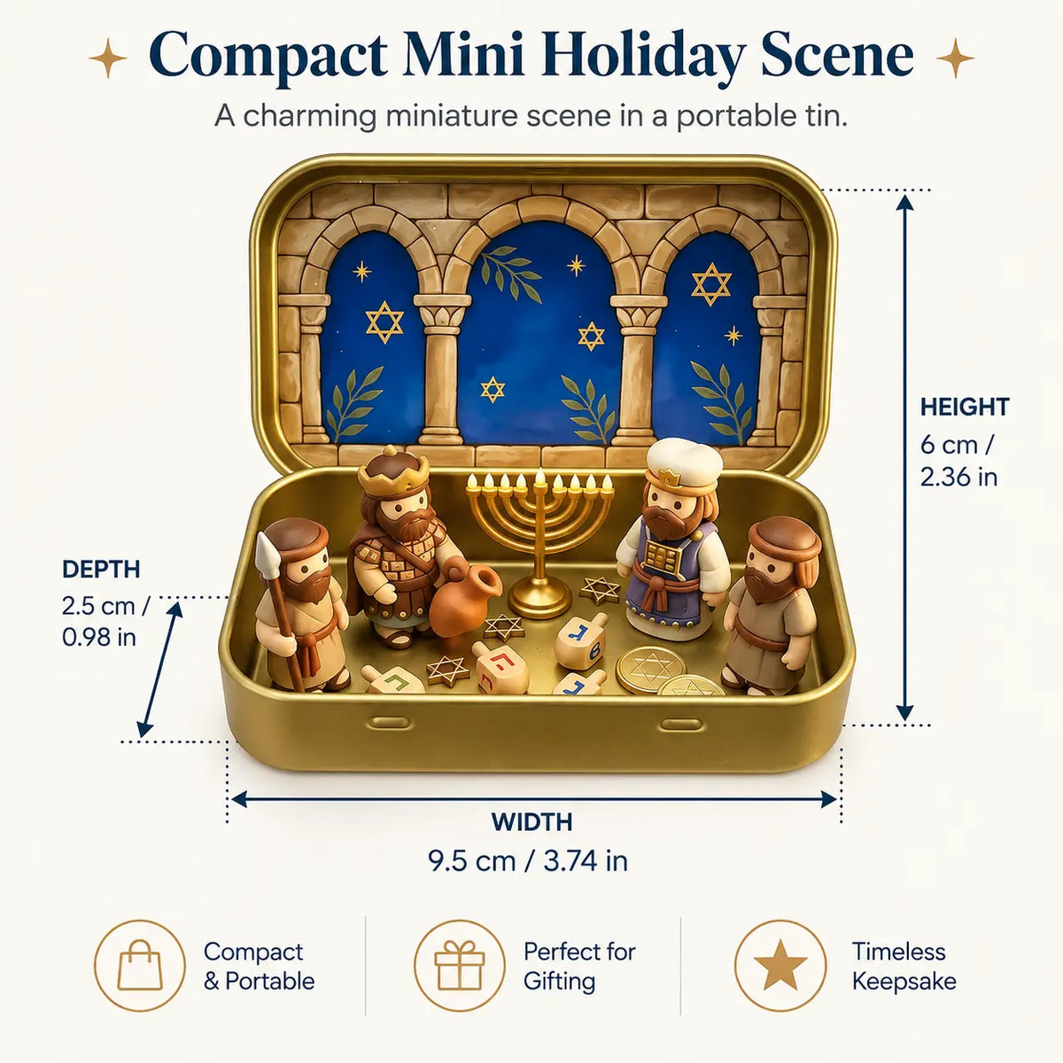 Pocket-Sized Nativity Scene Set in Festive Storage Tin Box