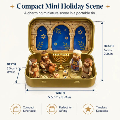 Pocket-Sized Nativity Scene Set in Festive Storage Tin Box