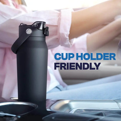 2-in-1 Straw & Chug Insulated Stainless Steel Water Bottle with Detachable Strap