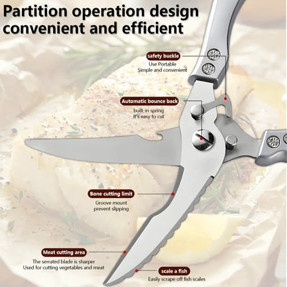 Heavy Duty Stainless Steel Kitchen Poultry Shears for Bone & Meat