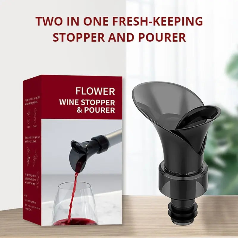 2-in-1 Petal Wine Pourer & Fresh-Keeping Stopper – Drip-Free Aerating Wine Spout