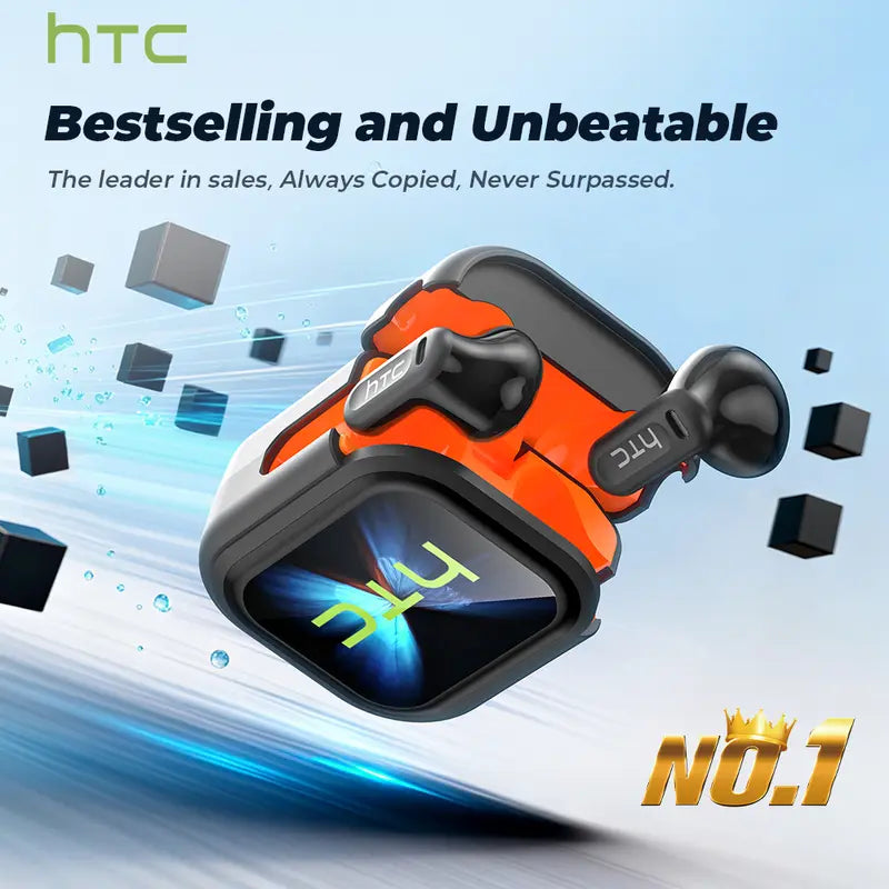 Smart Touchscreen Wireless Earbuds with -50dB Active Noise Cancellation