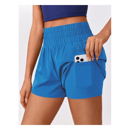 [🎁 BUY 1 GET 1 FREE] High-Waist Quick-Dry Running Shorts with Zipper Pocket & Liner