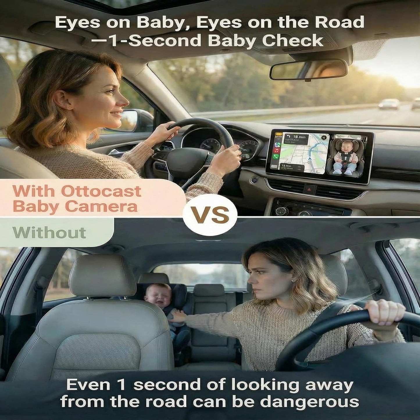 Wireless CarPlay Adapter & 1080P HD Baby Car Camera