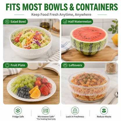 100pcs Instant Elastic Food Storage Covers – Universal Stretch Bowl Caps for Maximum Freshness