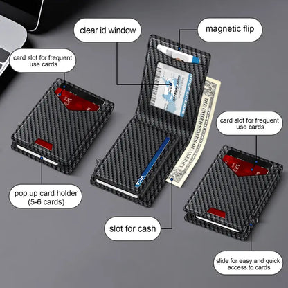 Instant Access RFID Blocking Pop-Up Minimalist Bifold Wallet