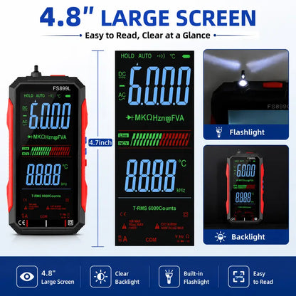Smart Auto-Ranging Digital Multimeter – USB Rechargeable & True RMS Precision