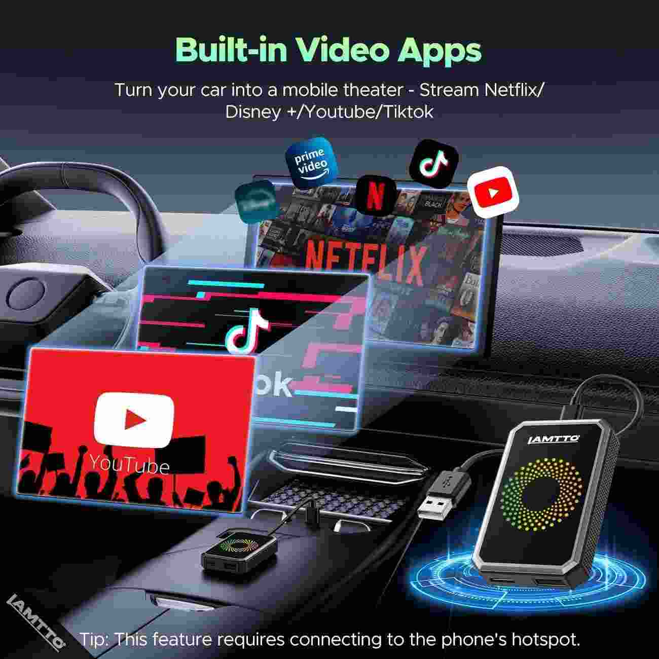 Turn Wired CarPlay Into Wireless Movie Theater Instantly