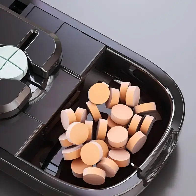 Precision Adjustable Pill Cutter & Travel Organizer Box