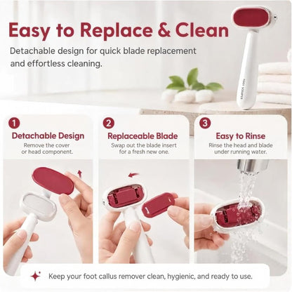 Dual-Sided Foot Callus Remover with Detachable Replaceable Heads