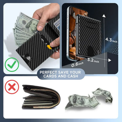Slim Pop-Up RFID Blocking Wallet with ID Window & Cash Clip