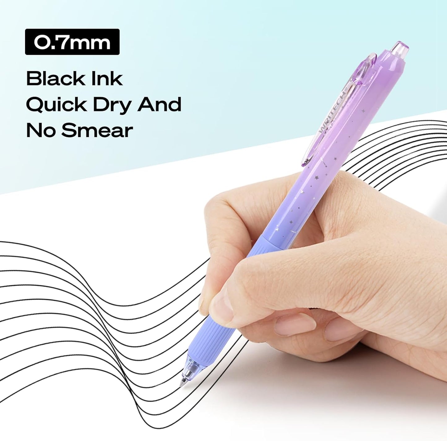 Smooth Quick-Dry Retractable Gel Pens (0.7mm Fine Point)