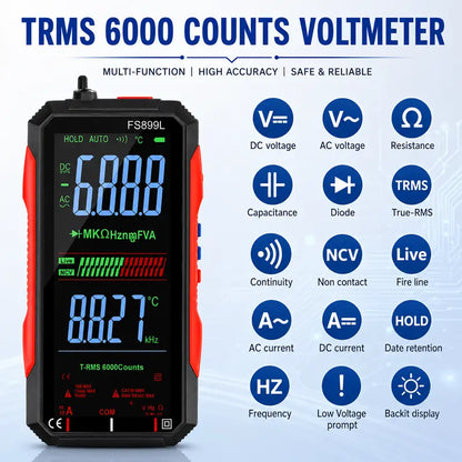 Smart Auto-Ranging Digital Multimeter – USB Rechargeable & True RMS Precision