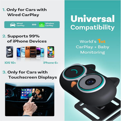 Wireless CarPlay Adapter & 1080P HD Baby Car Camera