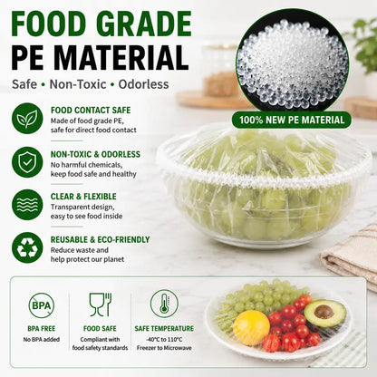 100pcs Instant Elastic Food Storage Covers – Universal Stretch Bowl Caps for Maximum Freshness