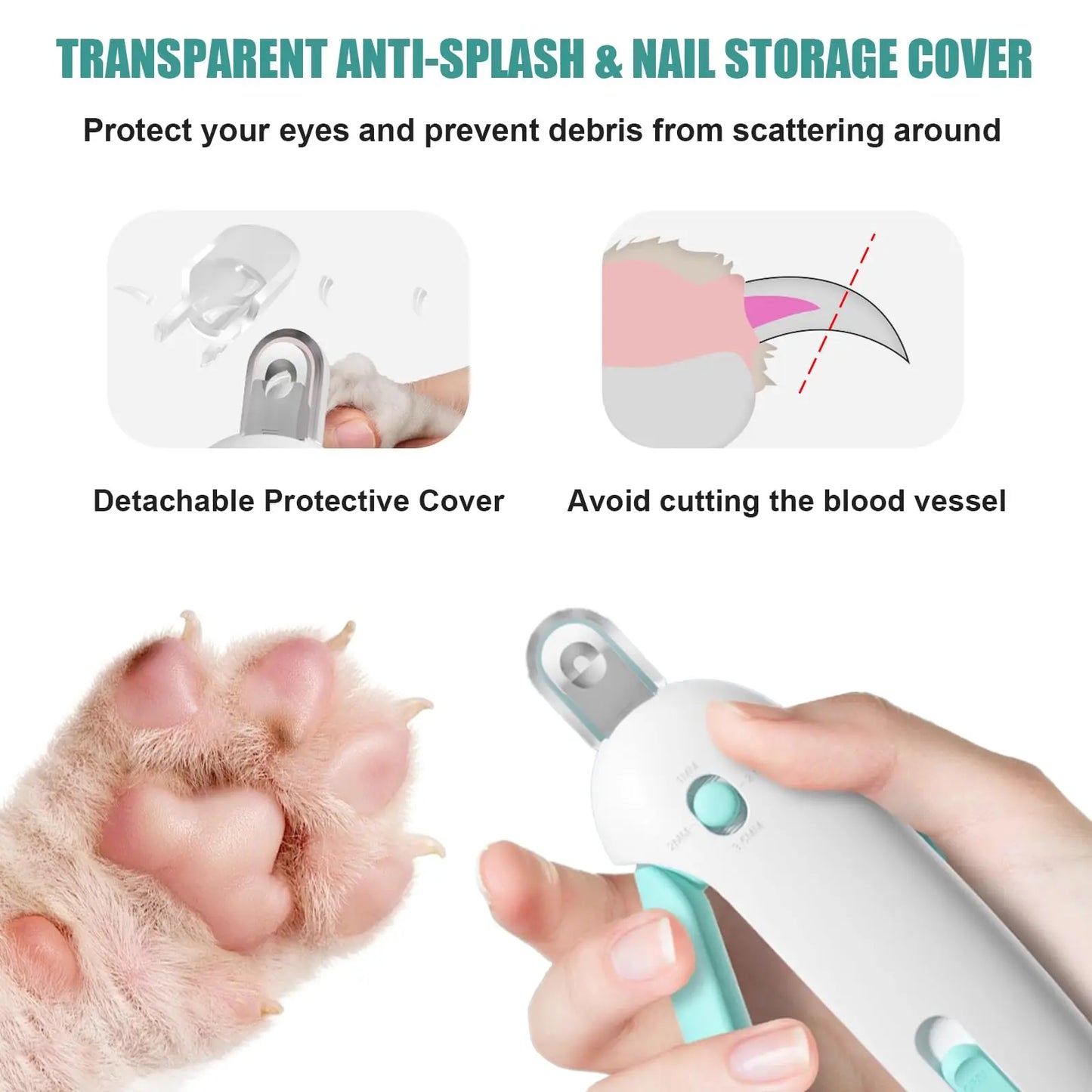 Precision Adjustable Safety Pet Nail Clipper with Anti-Splash Guard
