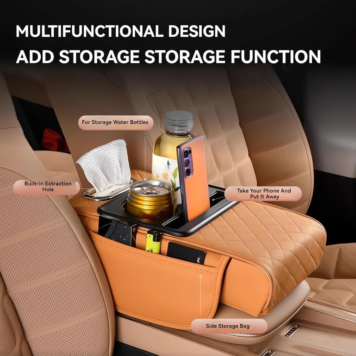 【Limited Time Buy 3 Get 1 Free】 Leather Car Armrest Cover for Comfort & Interior Upgrade