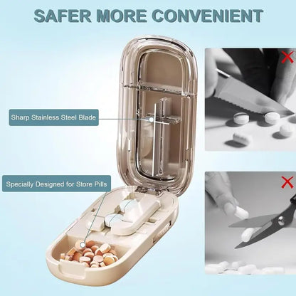 Precision Adjustable Pill Cutter & Travel Organizer Box