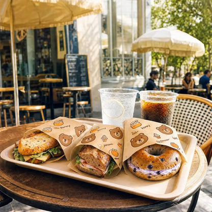 50Pcs Greaseproof Paper Sandwich Bags - Food-Grade Kraft Snack Wraps