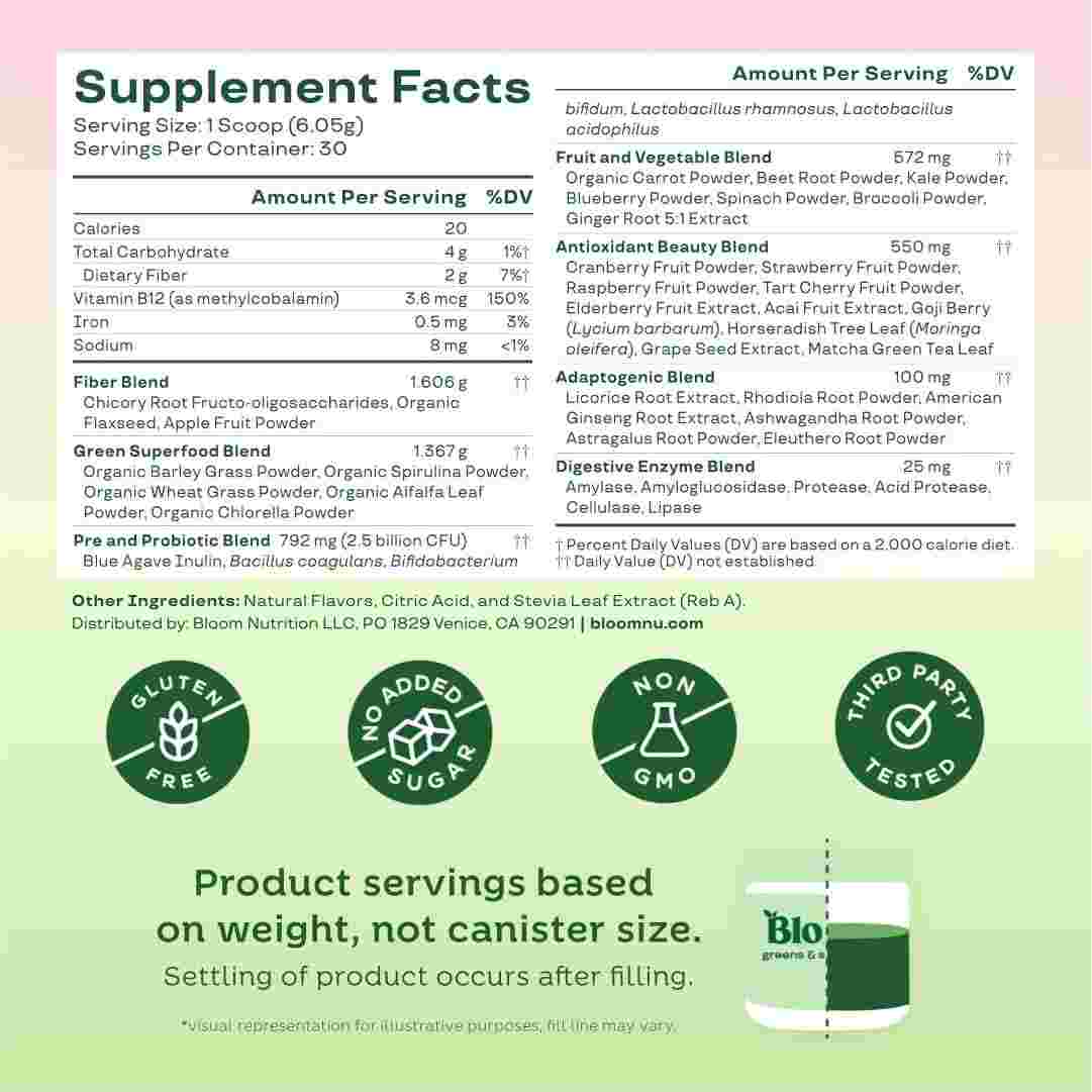 Daily Greens & Superfoods Powder for Digestion, Debloating & Energy Boost