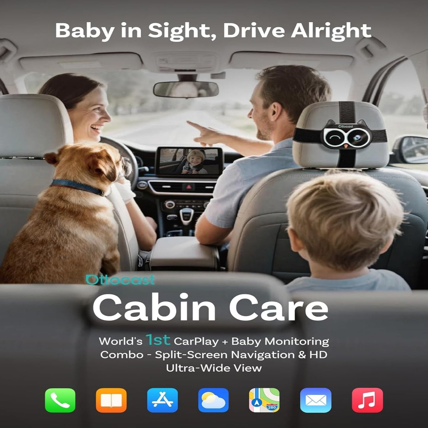 Wireless CarPlay Adapter & 1080P HD Baby Car Camera