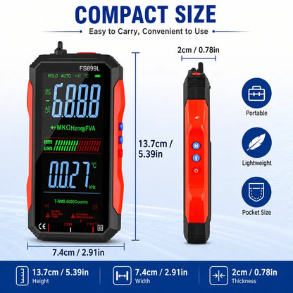 Smart Auto-Ranging Digital Multimeter – USB Rechargeable & True RMS Precision