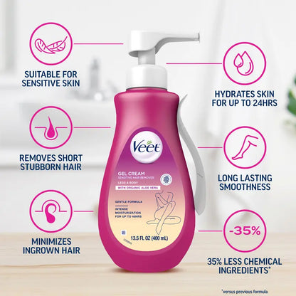 Sensitive Hair Removal Gel Cream with Organic Aloe Vera