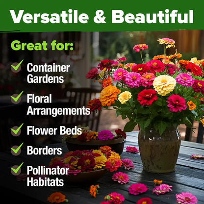 Premium Non-GMO Zinnia Seeds for Vibrant Home Garden Blooms