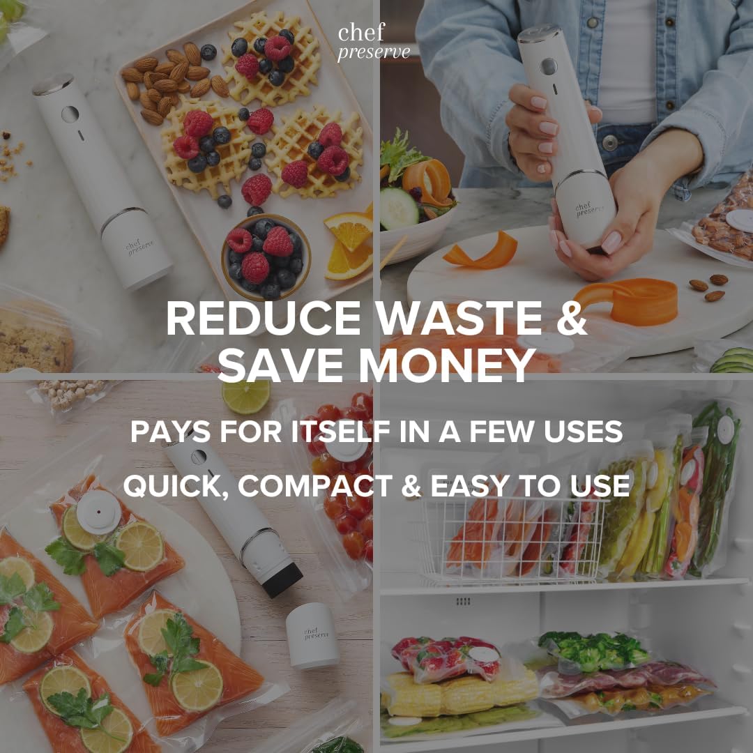 Keep Food Fresh 5X Longer With The Chef Preserve Compact Vacuum Sealer