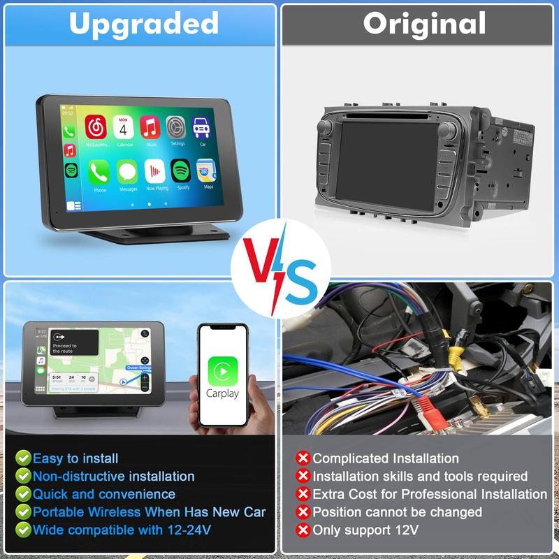 2026 Upgraded Wireless CarPlay Screen for Andriod & Iphone