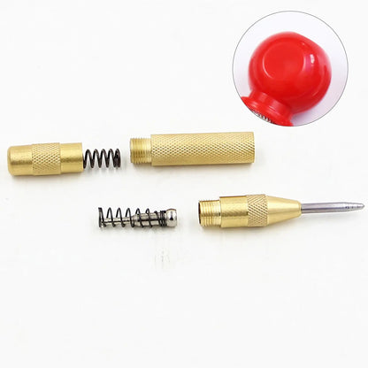 Automatic Center Punch Tool with Cushioned Red Cap for Steel, Wood & Glass