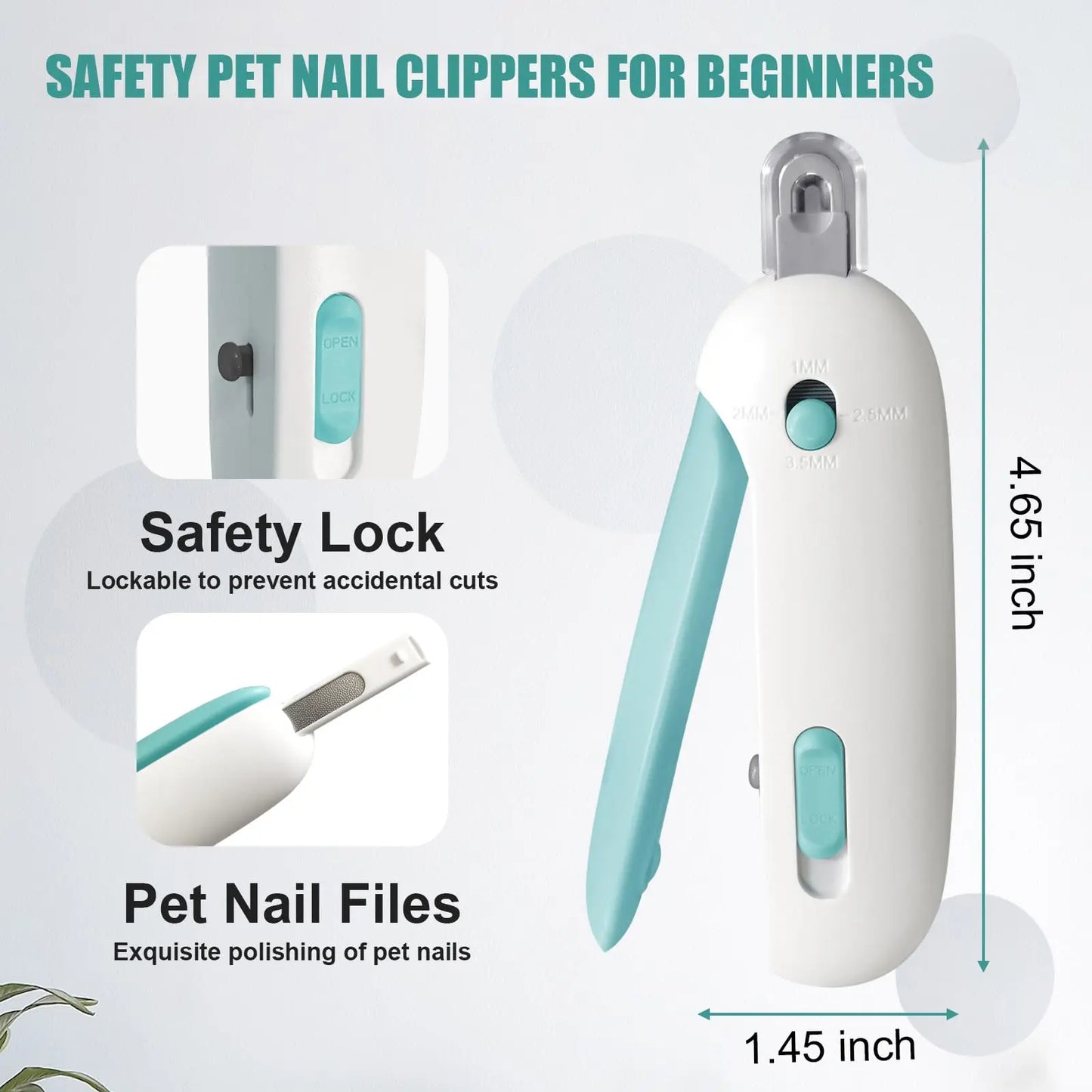 Precision Adjustable Safety Pet Nail Clipper with Anti-Splash Guard