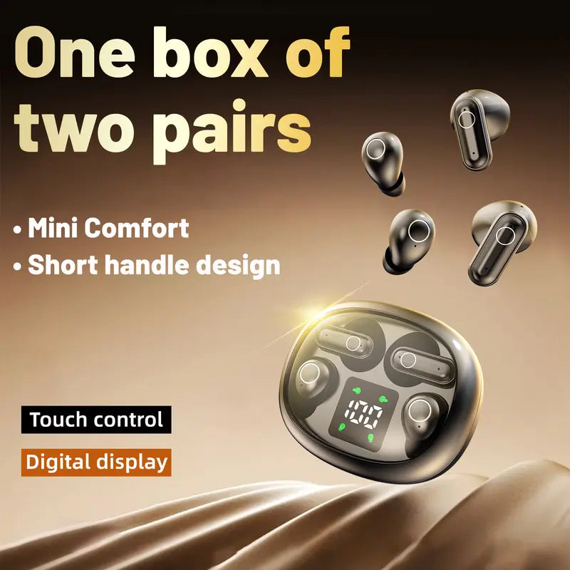 Ultra-Mini Invisible Wireless Earbuds - 2 Pairs in 1 Charging Case