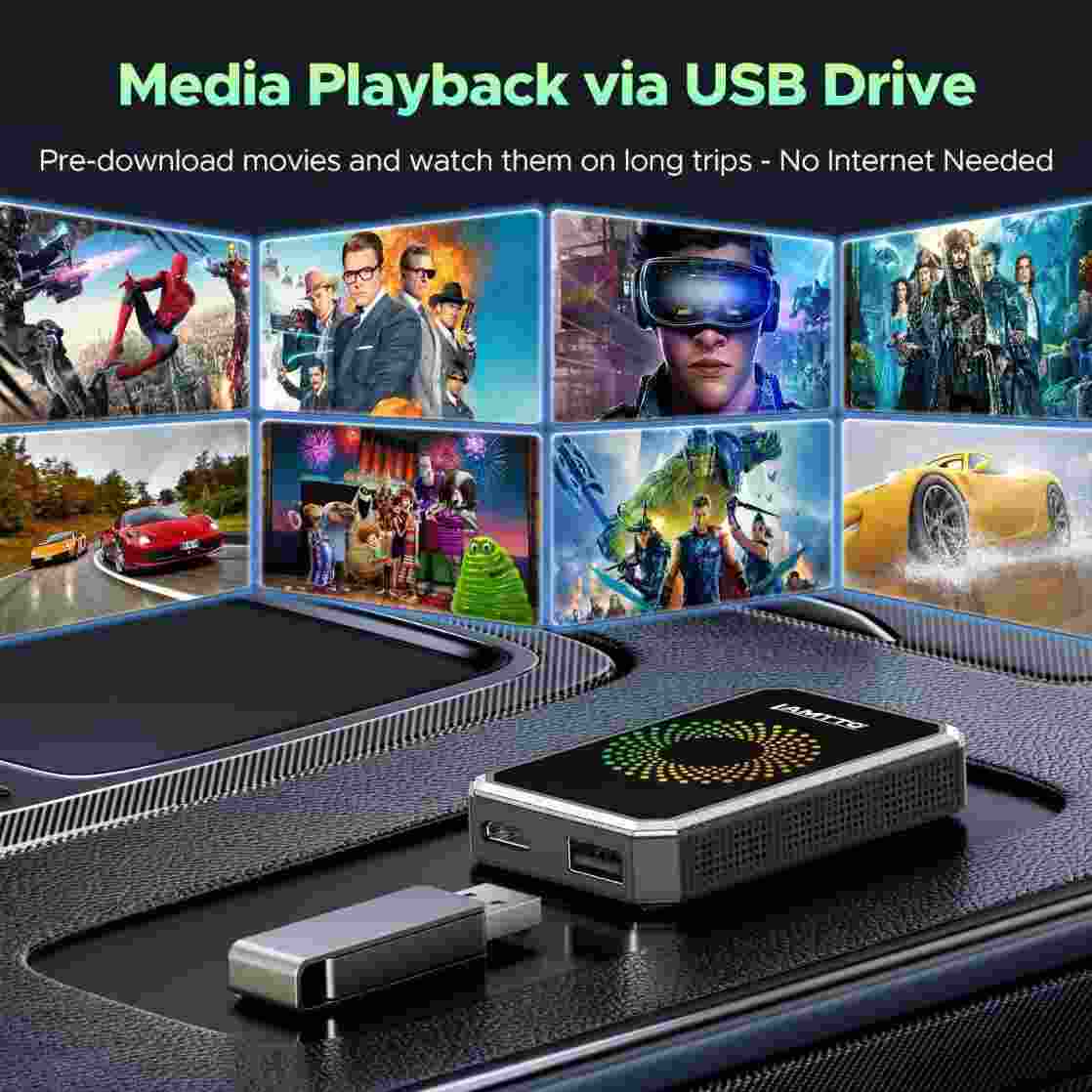 Turn Wired CarPlay Into Wireless Movie Theater Instantly