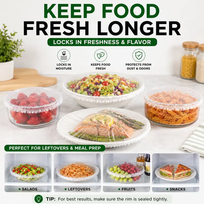 100pcs Instant Elastic Food Storage Covers – Universal Stretch Bowl Caps for Maximum Freshness