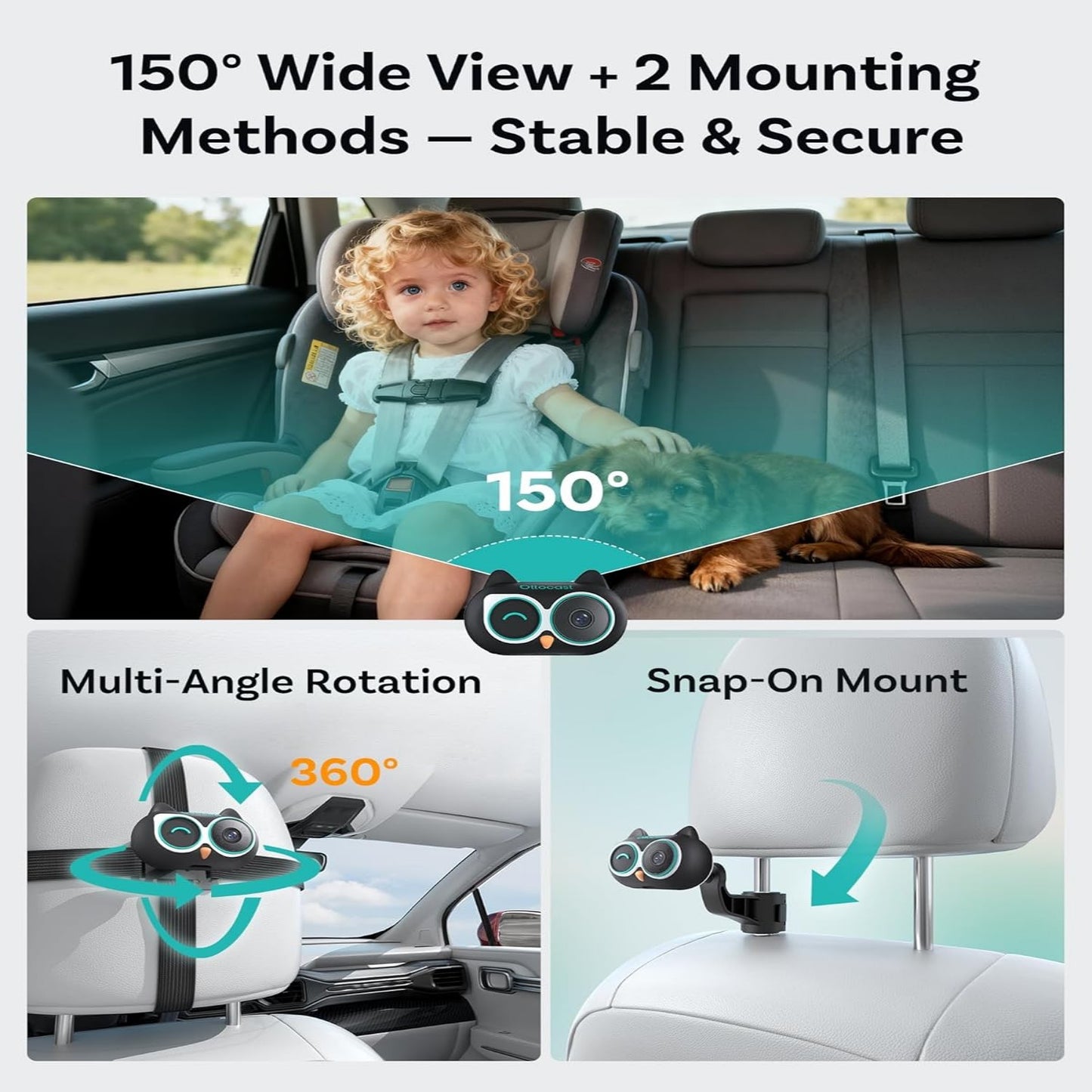 Wireless CarPlay Adapter & 1080P HD Baby Car Camera