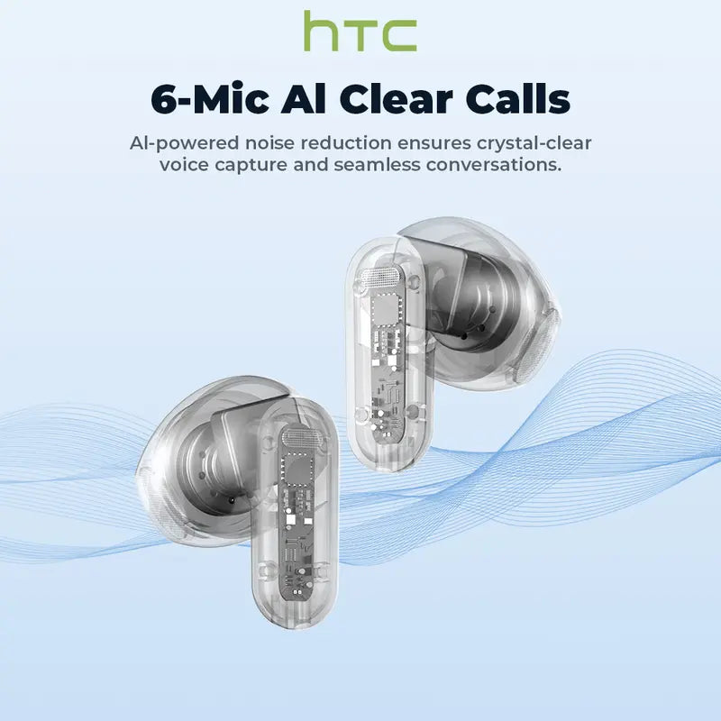 Smart Touchscreen Wireless Earbuds with -50dB Active Noise Cancellation