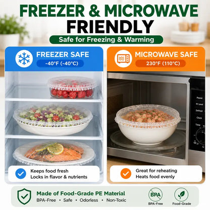 100pcs Instant Elastic Food Storage Covers – Universal Stretch Bowl Caps for Maximum Freshness