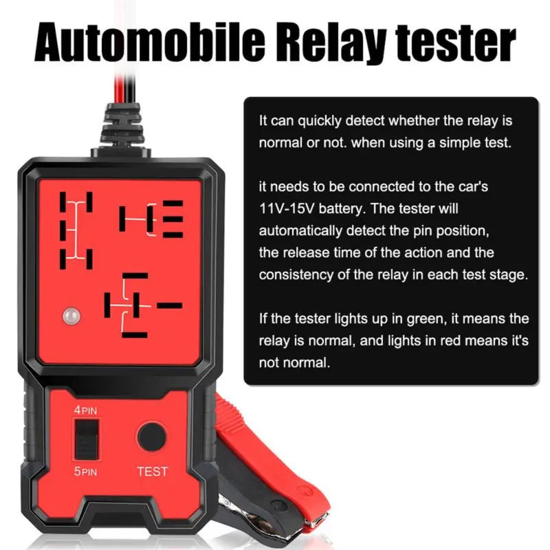 12V/24V Professional Automotive Relay Tester – Instant 4-Pin & 5-Pin Diagnostic Tool