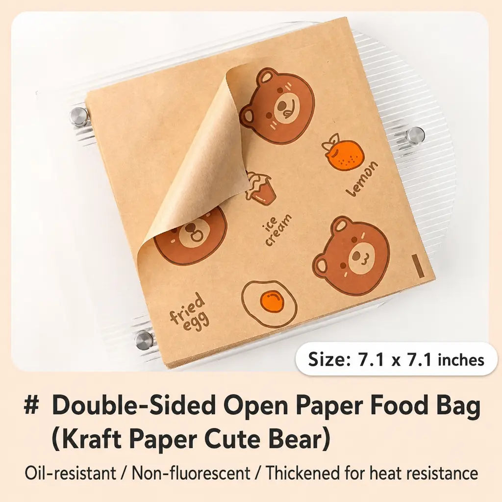 50Pcs Greaseproof Paper Sandwich Bags - Food-Grade Kraft Snack Wraps