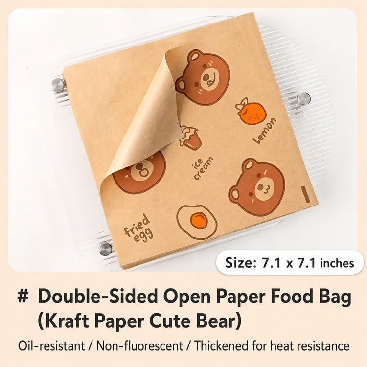 50Pcs Greaseproof Paper Sandwich Bags - Food-Grade Kraft Snack Wraps
