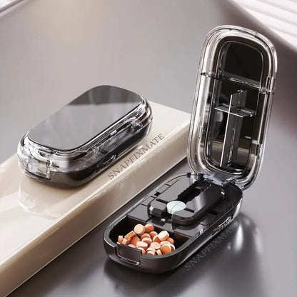 Precision Adjustable Pill Cutter & Travel Organizer Box