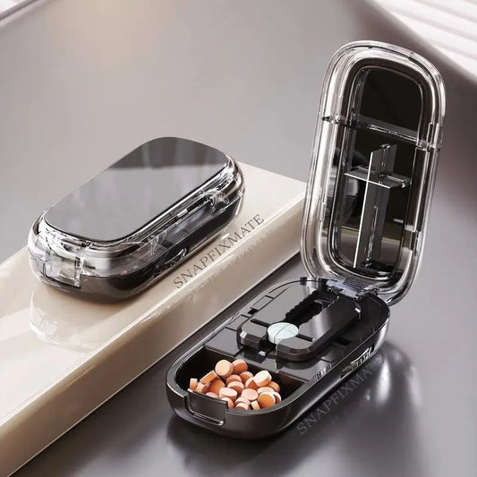 Precision Adjustable Pill Cutter & Travel Organizer Box